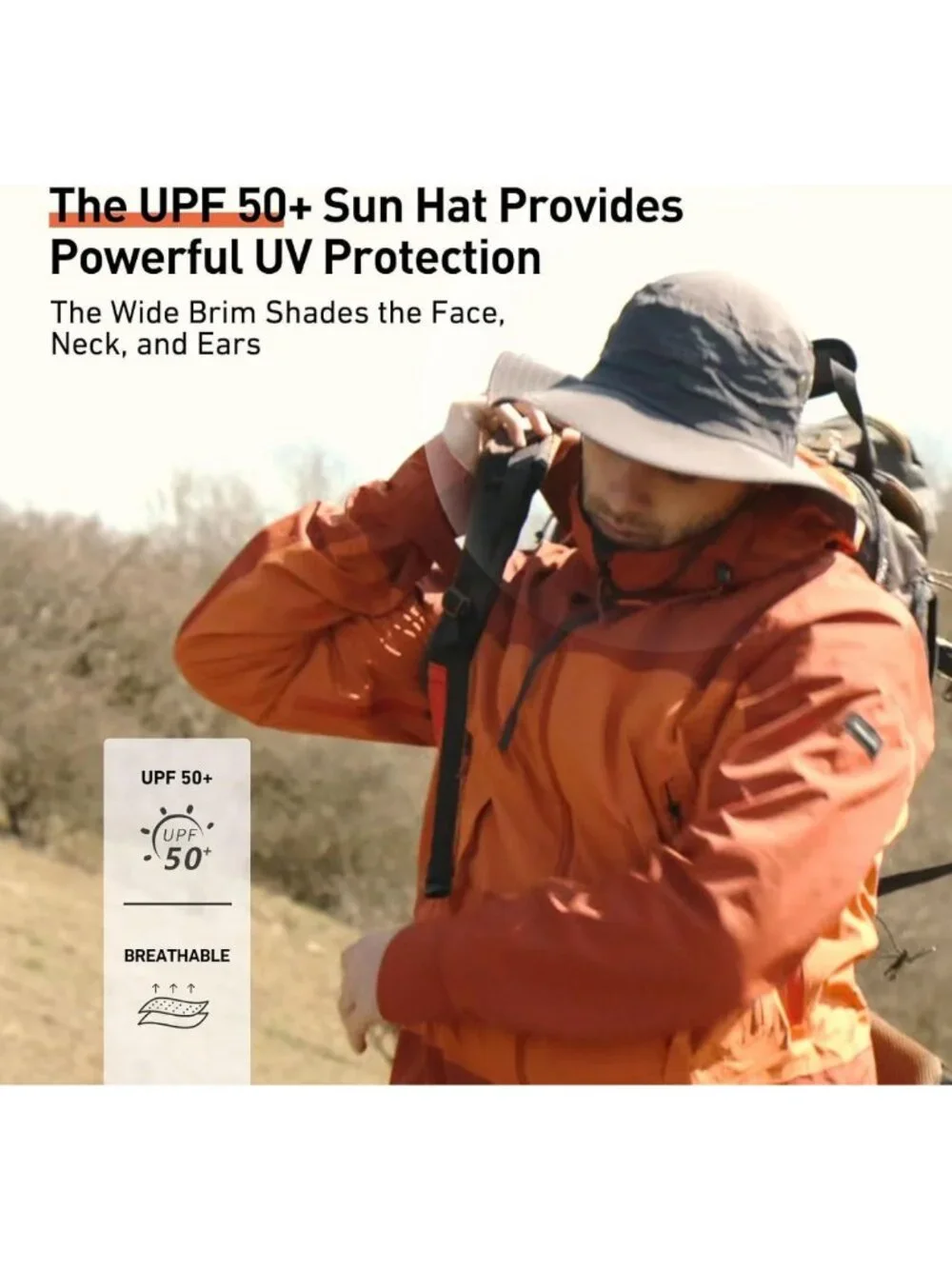 Oversized Wide Brim Waterproof Bucket Hat UPF 50+ for Summer Travel & Fishing - Picture 4 of 6